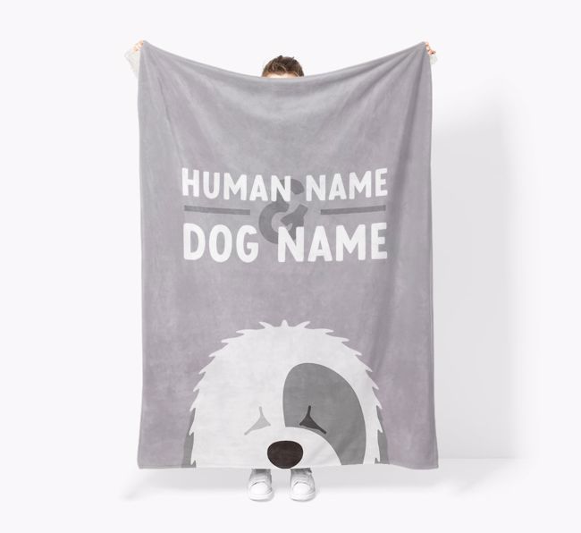 Human & Dog Name: Personalized {breedFullName} Premium Sherpa Fleece Blanket